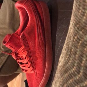 Red suede puma shoes